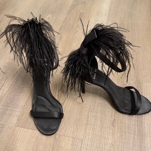 Gianni Bini x Nastia Liukin - Gemma Black Feather Stiletto Women's 6.5